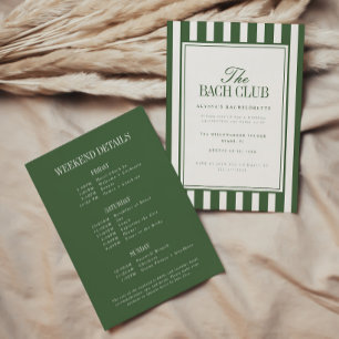 Invitation Week-end de célibataire vert olive écriture élégan