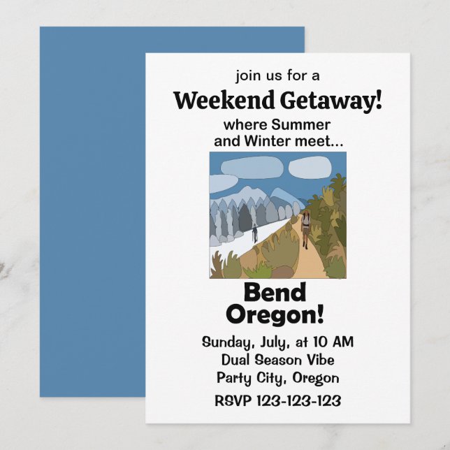 Invitation Week-end de détente à Bend Oregon, ambiance double (Devant / Derrière)