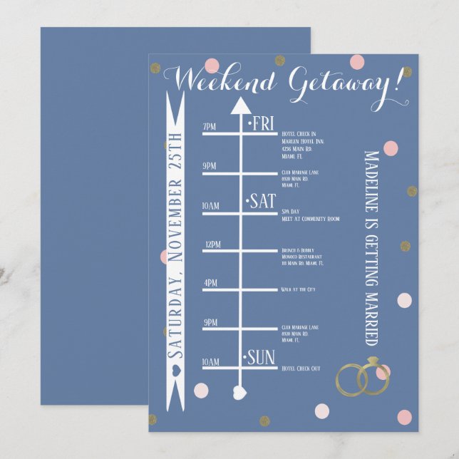 Invitation Week-end de détente en enterrement de vie de jeune (Devant / Derrière)