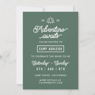 Invitation Week-end de fête de bachelorette au camp dans les