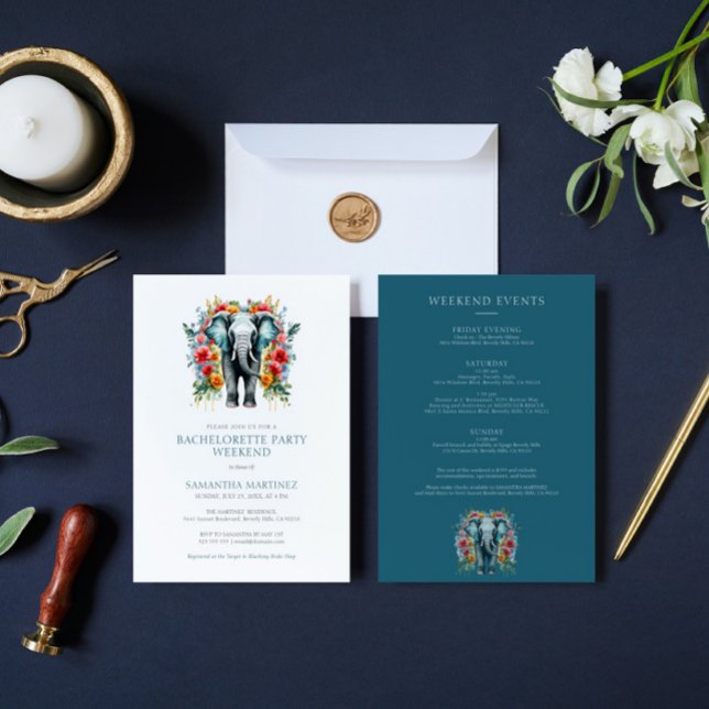 Invitation Week-end de fête de Bachelorette de l'Éléphant Flo (Créateur téléchargé)