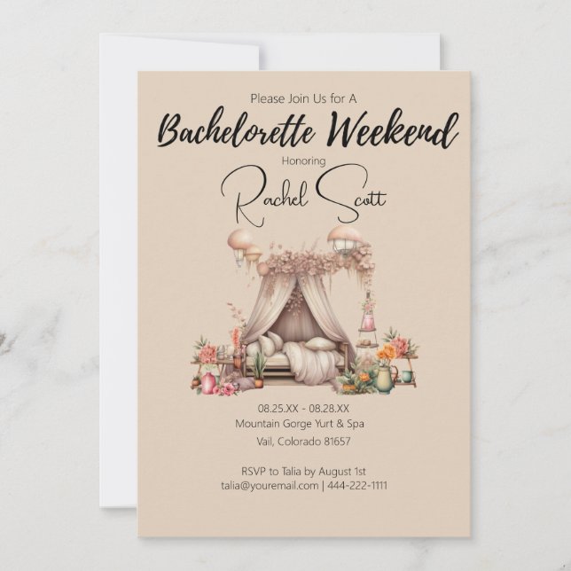Invitation Week-end de fête de Bachelorette élégant et bohème (Devant)