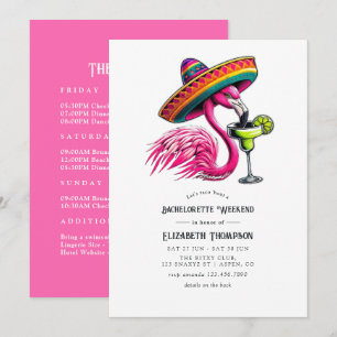 Invitation Week-end de Fiançailles Flamant Rose Fiesta Rose C