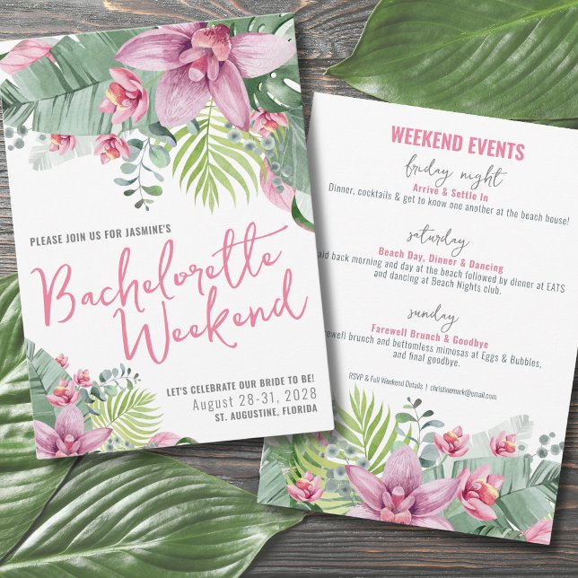 Invitation Week-end de filles de plage Enterrement de vie de  (Tropical Beach Girls Weekend Bachelorette Party Invitation)