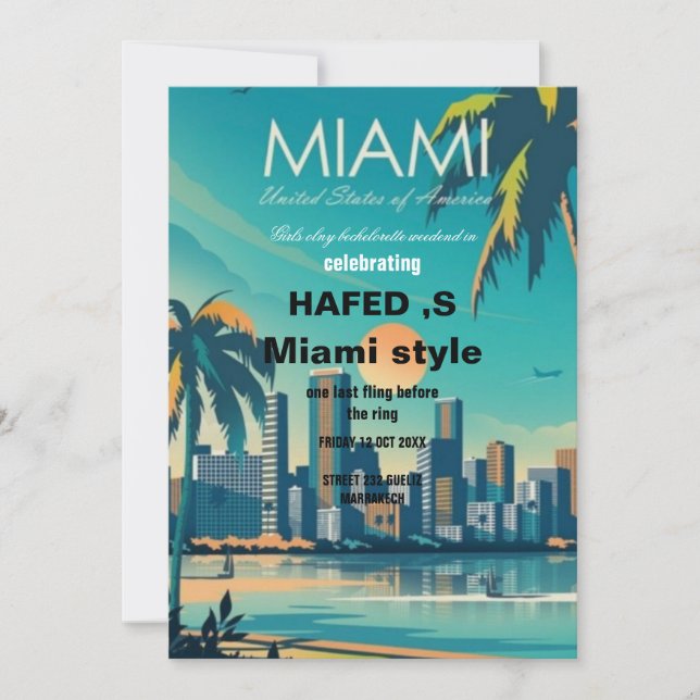 Invitation Week-end de filles d'été à Miami pour enterrement  (Devant)