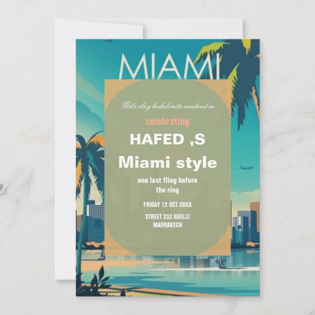 Invitation Week-end de filles d'été à Miami pour enterrement  (Devant)