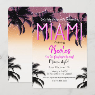Invitation Week-end de filles d'été à Miami pour l'enterremen