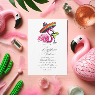 Invitation Week-end de Flamant rose de Fiesta Rose Chaud