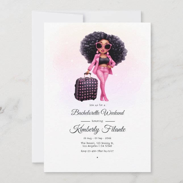 Invitation Week-end de jeune fille afro-américaine (Devant)