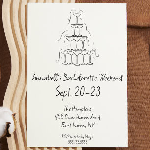 Invitation Week-end de la soirée Champagne Bachelorette