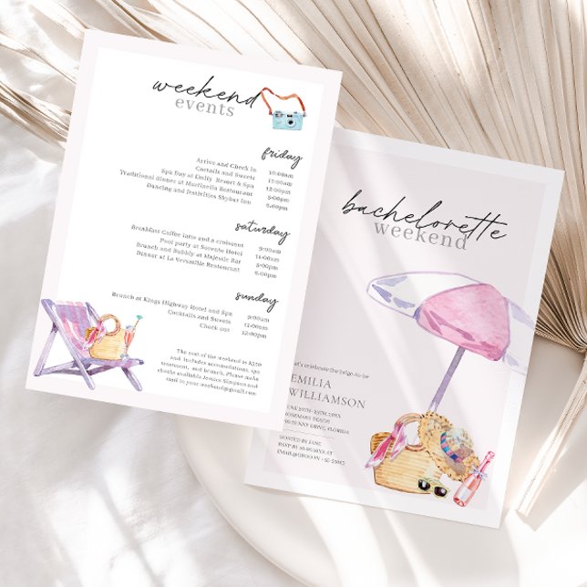 Invitation Week-end de la soirée de Bachelorette de Pink Beac (Créateur téléchargé)