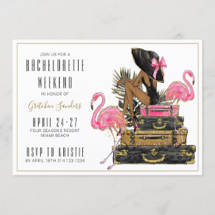 Invitation Week-end de partie de Bachelorette de Flamant rose