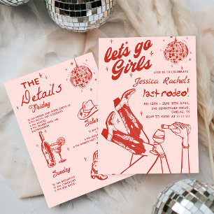 Invitation Week-end de rodéo de jeune fille Cowgirl Disco