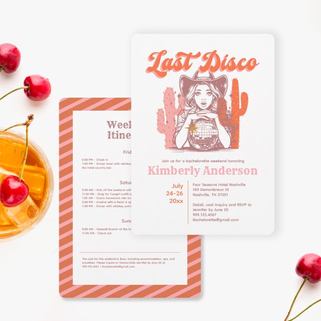 Invitation Week-end d'enterrement de vie de jeune fille disco (Créateur téléchargé)