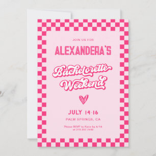 Invitation Week-end d'enterrement de vie de jeune fille rose