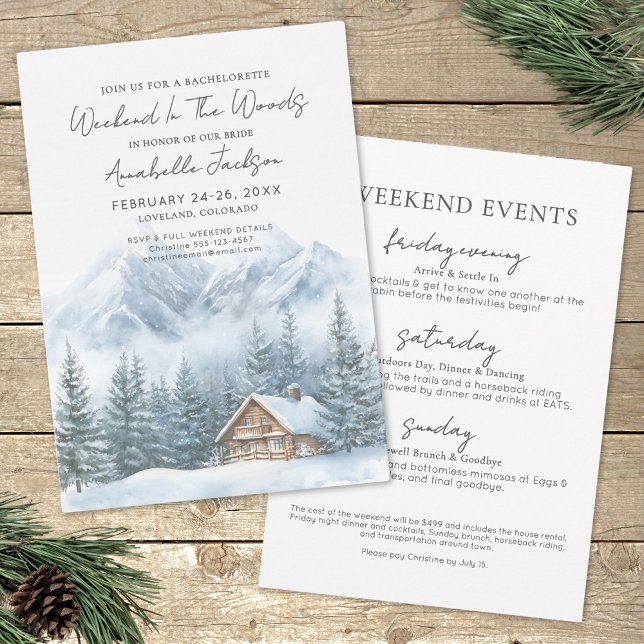 Invitation Week-End Des Filles À La Bois Bachelorette Party (Girls Weekend In The Woods Bachelorette Party Invitation)