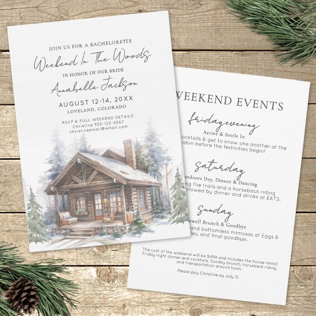 Invitation Week-end en forêt Camping Enterrement de vie de je (Weekend In The Woods Camping Bachelorette Party Invitation)