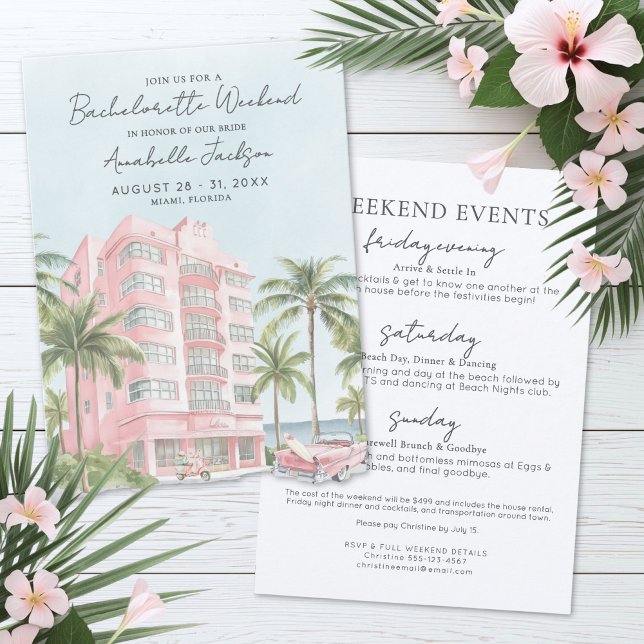 Invitation Week-end entre filles à Miami Beach Enterrement de (Girls Weekend Miami Beach Bachelorette Party Invitation)