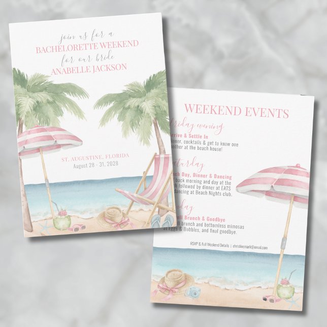 Invitation Week-end entre filles Bachelorette plage (Girls Weekend Beach Bachelorette Invitation)