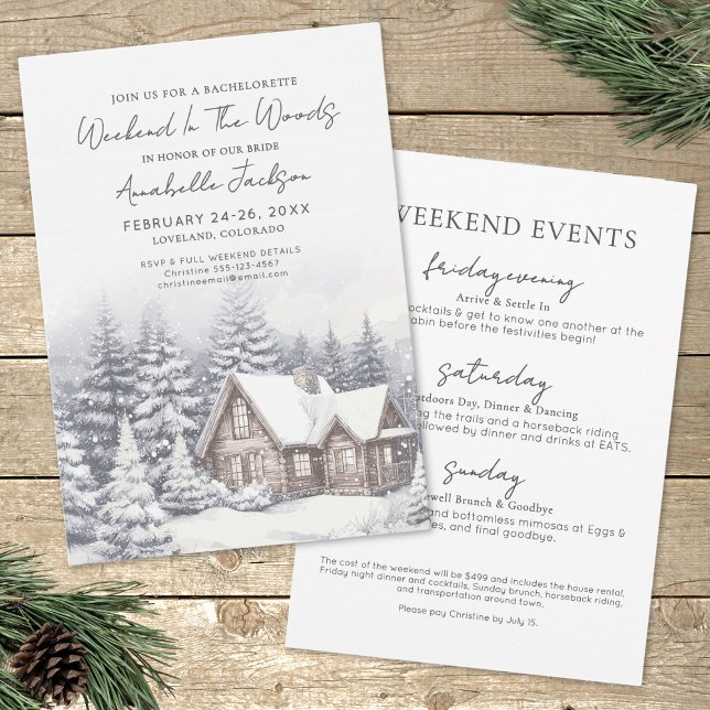 Invitation Week-end entre filles dans les bois enterrement de (Girls Weekend In The Woods Bachelorette Party Invitation)