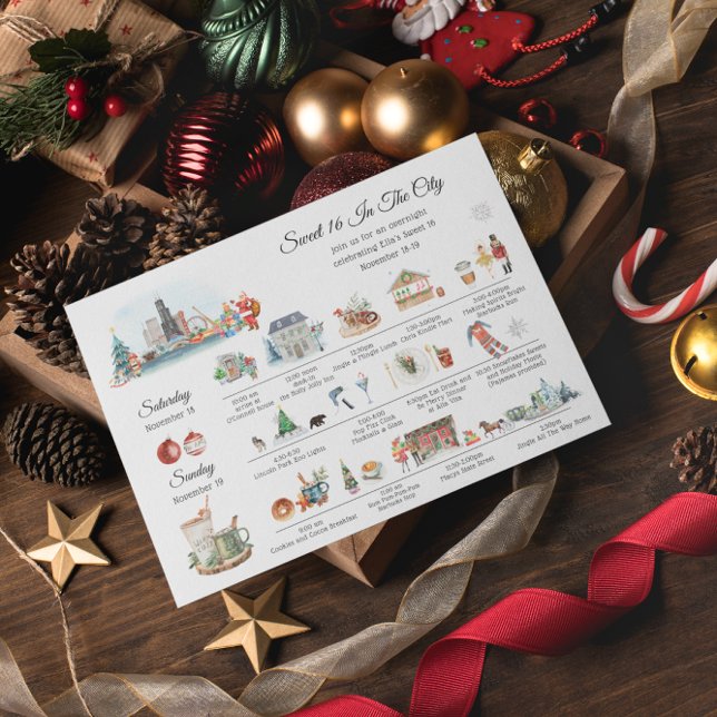 Invitation Week-end filles | Noël à Chicago (Créateur téléchargé)