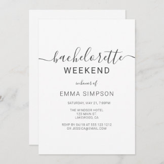 Invitation Week-end moderne simple Bachelorette