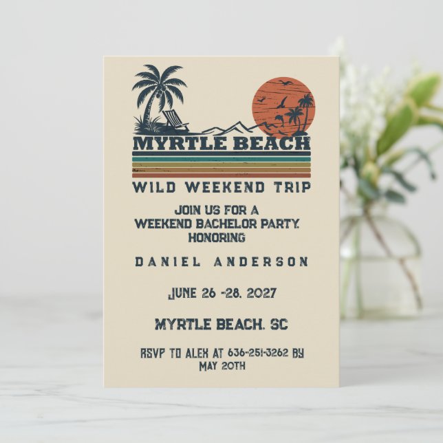 Invitation Week-end personnalisé à Myrtle Beach pour l'enterr (Debout devant)