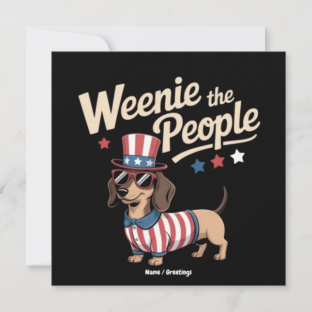 Invitation Weenie The People Funny Dachshund Amoureux du 4 ju (Devant)