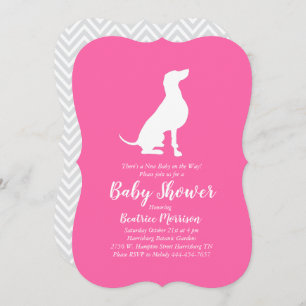 Invitation Weimaraner Chien Baby shower fille rose