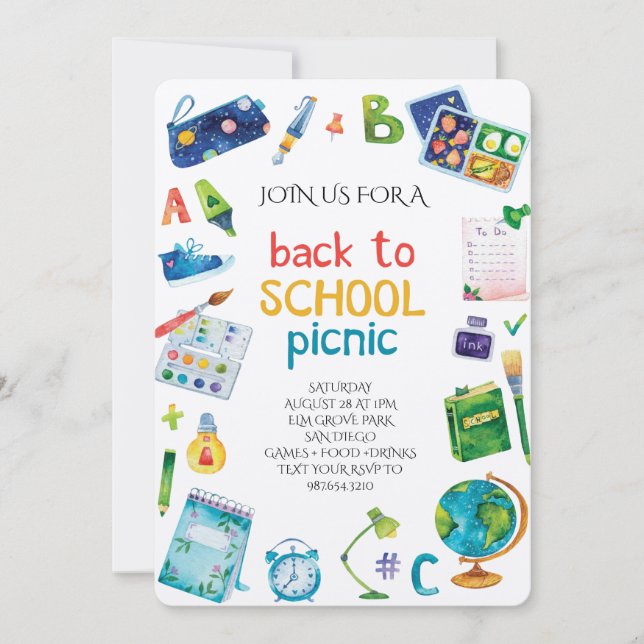 Invitation Welcome Back School Picnic (Devant)