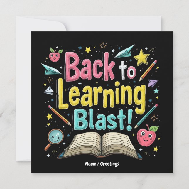 Invitation Welcome Back to School Learning Blast Kids Teacher (Devant)
