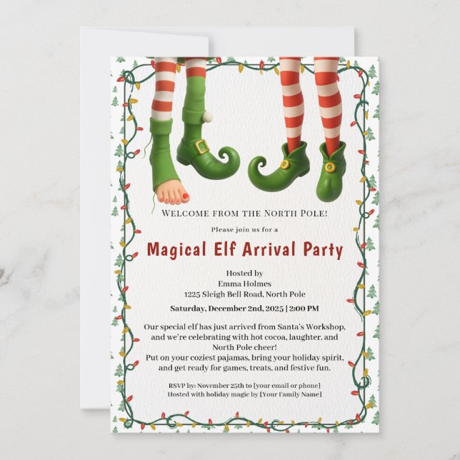 Invitation Welcome Elf Party | North Pole Arrival Celebration (Devant)
