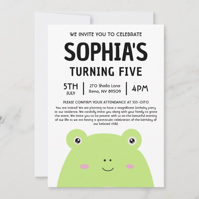 Invitation Wendy The Frog Squishmallow Birthday Party (Devant)