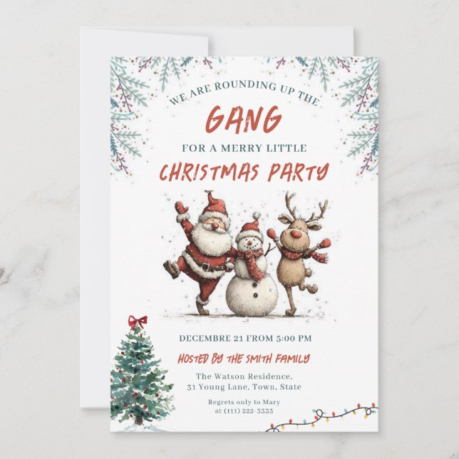 Invitation  We're Rounding Up the Gang Christmas Party (Devant)