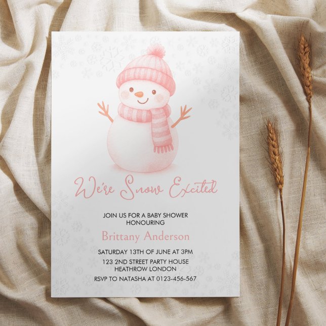 Invitation We're Snow Excited Snowmen Girl Baby Shower (Créateur téléchargé)
