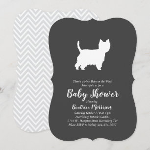 Invitation West Highland Terrier Chien Baby shower Westie
