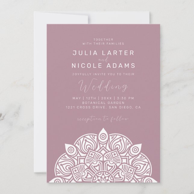 Invitation West Pacific Variant Oval Classic Mandala Wedding (Devant)