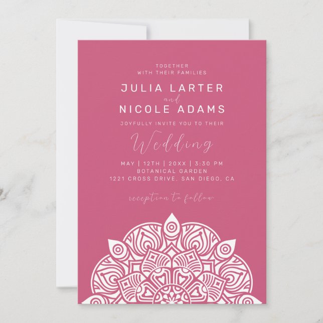 Invitation West Pacific Variant Oval Classic Mandala Wedding (Devant)