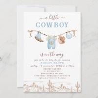 Western Blue Brown Cloche Baby shower Cowboy