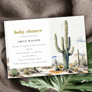 Invitation Western Boho Cactus Baby shower du paysage du dése