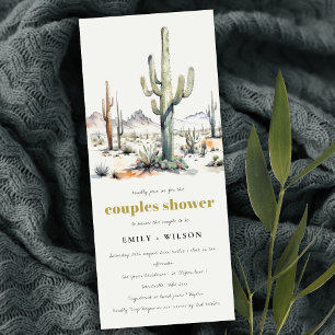 Invitation Western Boho Cactus Désert Paysage Couples Douche