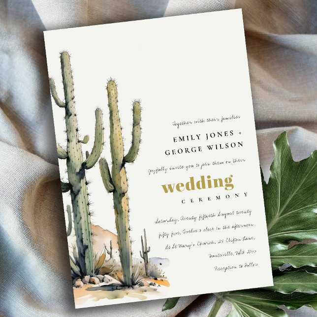 Invitation Western Boho Cactus Mariage du paysage du désert (Créateur téléchargé)