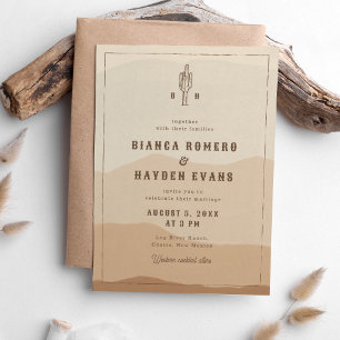 Invitation Western Boho Desert Cactus Mariage