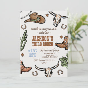 Invitation Western Brown Wild West Cowboy Rodeo Anniversaire