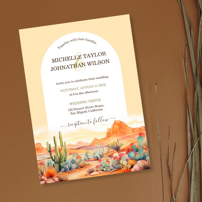 Invitation Western Canyon Mexicain Cactus Desert Boho (boho desert cactus)