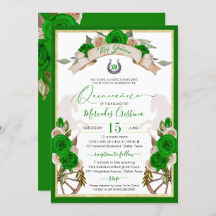 Invitation Western Charro Apple Roses verts Quinceanera