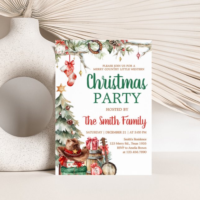 Invitation Western Country Christmas Party (Western Country Cowboy Christmas Party Invitation)