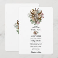 Western Country Cowboy Boho Cow Mariage crâne