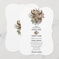Western Country Cowboy Boho Cow Mariage crâne