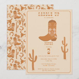 Invitation Western Country Cowboy Bottes Saddup Anniversaire